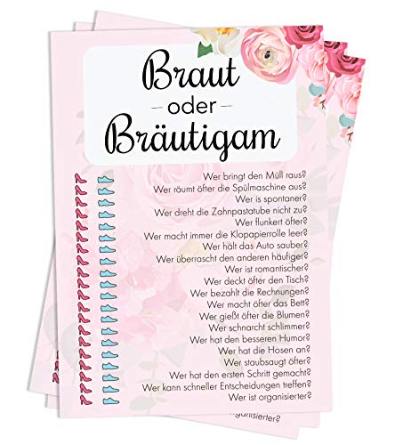 nalara | Braut oder Bräutigam, das spannende Hochzeits-Quiz über das Brautpaar für Deine Gäste mit Spaßgarantie (50 Stück) von nalara
