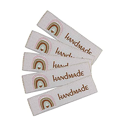 Textiletiketten "HANDMADE mit Regenbogen" Menge 10 Stück / 2,50 € von namensbaender.de GmbH