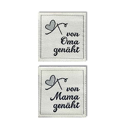 namensbaender.de GmbH: Textiletiketten 'von Oma genäht/von Mama genäht' - quadratisch, Menge 5 Stück / 2,90 € von namensbaender.de GmbH