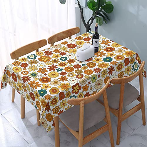 Rechteckige Tischdecke 70Er Jahre Retro-Blume Mit Vintage-Blume Tischwäsche Abwaschbar Wachstuch Wasserdicht Wachstischdecke Für Party Indoor Garten,137X183cm Rechteckige Tischdecke 70Er Jahre Retro-Blume Mit Vintage-Blume Tischwäsche Abwaschbar Wachstuch Wasserdicht Wachstischdecke Für Party Indoor Garten,137X183cm von nanchangchengbowangluokeji