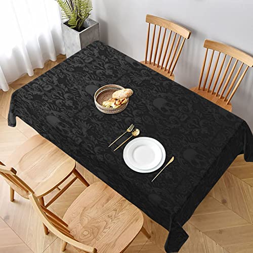 Rechteckige Tischdecke Vintages Gotisches Schädel-Damast-Muster Wachstischdecke Wetterfeste Gartentischdecke Abwaschbar Wachstuchtischdecke Für Indoor Garten Terrasse,137X183cm von nanchangchengbowangluokeji