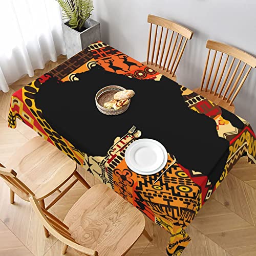 Rechteckige Tischwäsche Afrika-Karte Afrikanische Abstrakte Kunst Wachstischdecke Wetterfeste Wachstuch Pflegeleicht Garten Tischdecke Für Indoor Picknick Jubiläum,137X183cm von nanchangchengbowangluokeji