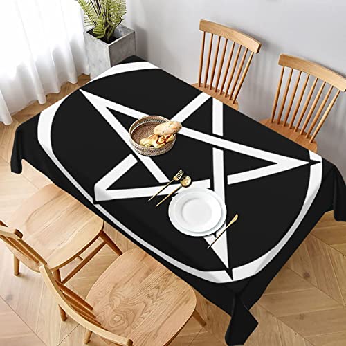 Rechteckige Tischwäsche Pentagramm-Hexe-Moderne Heidnische Wicca-Hexerei Tischdecke rutschfeste Wachstuch Wetterfeste Garten Tischdecke Für Indoor Abendessen Geburtstag,137X183cm von nanchangchengbowangluokeji
