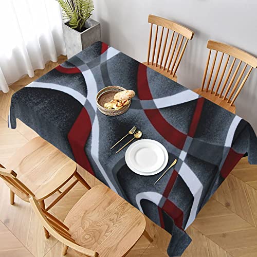 Rechteckige Wachstuchtischdecke Grauer Schwarzer Roter Weißer Wirbel Wachstischdecke Wetterfeste Wachstischdecke Abwaschbar Wachstuch Für Jubiläum Abendessen Camping,137X183cm von nanchangchengbowangluokeji