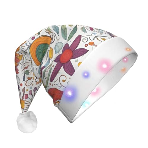Bunte Federn handgezeichnet auf weiß Unisex Erwachsene LED Leuchthut Weihnachtsmannmütze Fantasie Plüsch Winter für Weihnachten Party Bunte Federn handgezeichnet auf weiß Unisex Erwachsene LED Leuchthut Weihnachtsmannmütze Fantasie Plüsch Winter für Weihnachten Party von nanger