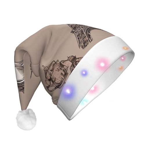 Weihnachtsmannmütze mit Plüschfutter, Unisex, für Erwachsene, Pariser Eiffelturm Weihnachtsmannmütze mit Plüschfutter, Unisex, für Erwachsene, Pariser Eiffelturm von nanger
