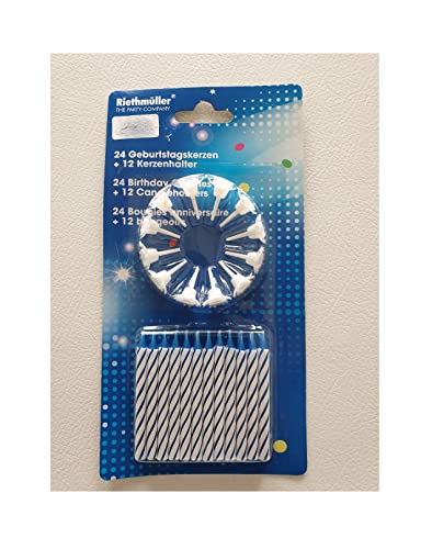 Ri5053 blau-weiß Geburtstags Kerzen mit Halter Happy Birthday von narrenkiste