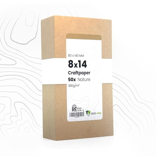 nature-eco 50 Blatt Kraftkarton dickes braunes Kraftpapier 8 x 14 cm extra dick 380 g/m² als Bastelkarton oder Kreativkarton Papier Pappe oder stabiler Karton zum basteln nature-eco 50 Blatt Kraftkarton dickes braunes Kraftpapier 8 x 14 cm extra dick 380 g/m² als Bastelkarton oder Kreativkarton Papier Pappe oder stabiler Karton zum basteln von nature-eco