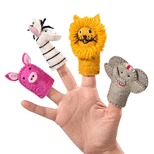 Filz Fingerpuppen handgemacht aus 100% Wolle - Set Kinder oder Tiere (Tiere 4-teilig) von naturling