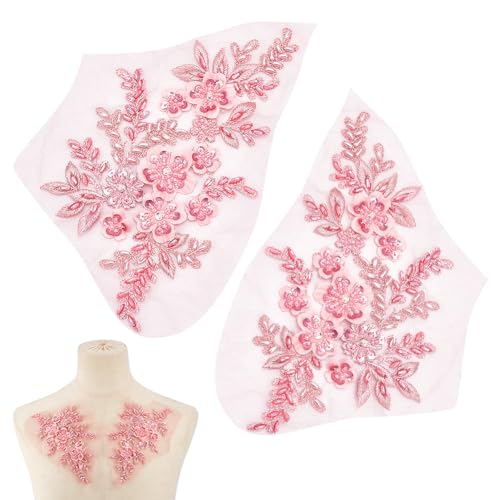 NBEADS 1 Paar 3D BLUMENNn Spitze Applique, Rosa BLUMENNn Perlen Pailletten Patch Nähen Sie auf Gestickte Applique für Hochzeitskleid DIY Patch Kleidung Zubehör, 18.3x37cm NBEADS 1 Paar 3D BLUMENNn Spitze Applique, Rosa BLUMENNn Perlen Pailletten Patch Nähen Sie auf Gestickte Applique für Hochzeitskleid DIY Patch Kleidung Zubehör, 18.3x37cm von nbeads