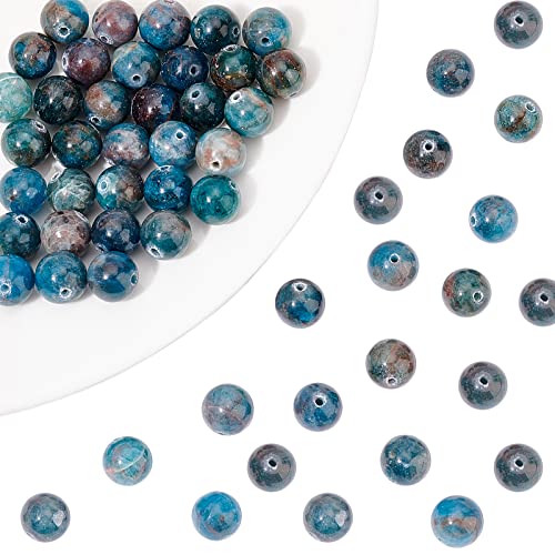 nbeads 1 Strang Ca. 47 Stück 8 mm Natürliche Apatit Perlen, Runde Natürliche Edelstein Perlen Lose Steinperlen für DIY Armbänder Halsketten Schmuckherstellung, Loch: 1 mm von nbeads