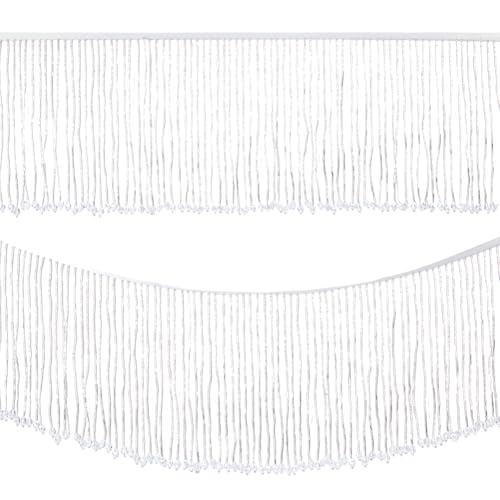 NBEADS 1 Yard Silber Perlen Fransen Trim, 15.1cm Breite Polyerter-Faser Quastenband für Lateinisches Hochzeitskleid DIY Schatten Dekoration NBEADS 1 Yard Silber Perlen Fransen Trim, 15.1cm Breite Polyerter-Faser Quastenband für Lateinisches Hochzeitskleid DIY Schatten Dekoration von nbeads