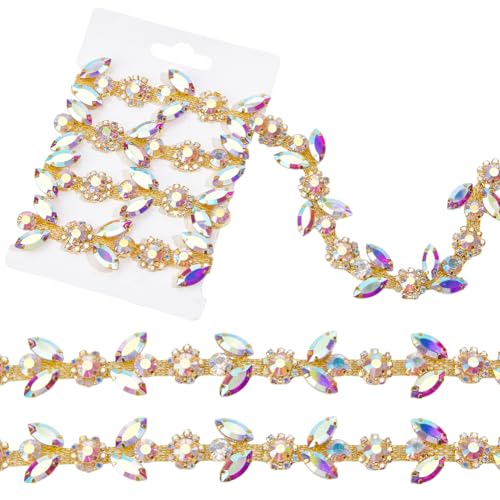 NBEADS 1 Yard Silber ab Kristall Strass Trim Kette Diamant Nähbesatz Glitzernde Strass Applikation Zum Nähen Basteln Mode DIY Schmuck Kleiderverzierung von nbeads