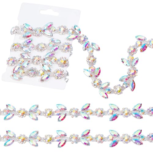 NBEADS 1 Yard Silberne ab Kristall Strasskette Diamant Nähbesatz Glitzernde Strass Applikation Zum Nähen Basteln Mode DIY Schmuck Kleiderverzierung von nbeads