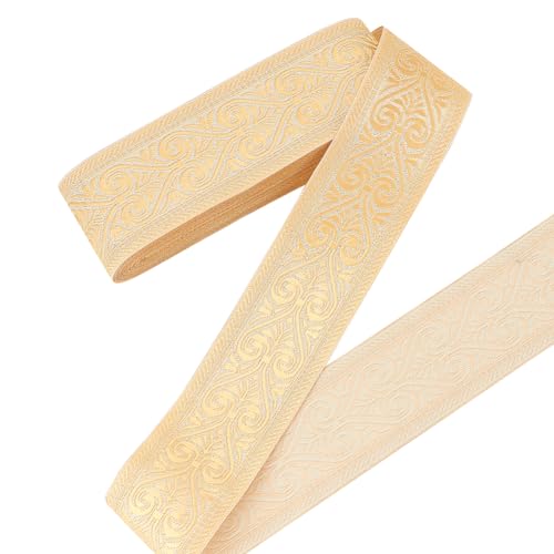NBEADS 10,94 Yard Polyester Jacquard Nähband, 4,9cm Breites Flaches Tiroler Band Kleidungszubehör Band mit Muster zum Einwickeln und Dekorieren von Kleidung, Light Khaki NBEADS 10,94 Yard Polyester Jacquard Nähband, 4,9cm Breites Flaches Tiroler Band Kleidungszubehör Band mit Muster zum Einwickeln und Dekorieren von Kleidung, Light Khaki von nbeads