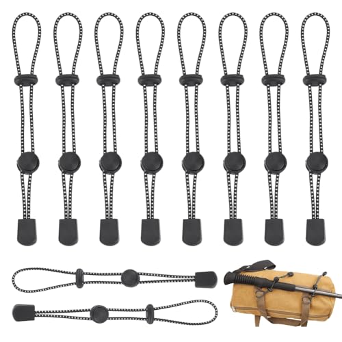 NBEADS 10 STK. Wanderstockhalterung für Rucksäcke, Schwarzer Wanderstockhalter Schnalle Elastisches Seil Lanyard Verstellbare Riemen für meisten Rucksäcke und Wanderstöcke von nbeads