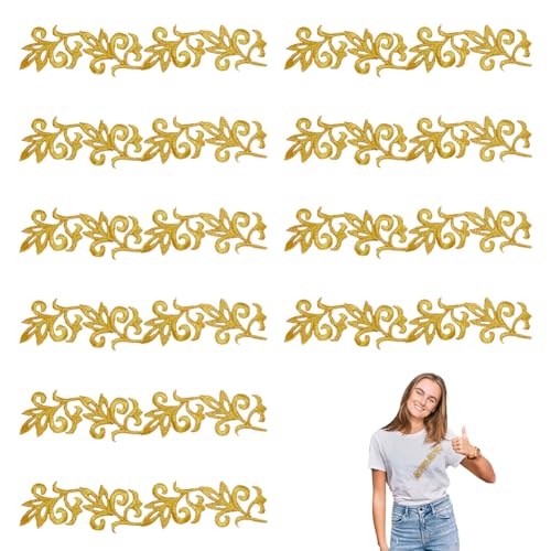 NBEADS 10 Stk. Gold Blume Stickerei Patch, Gold Stickerei Spitze Patches Aufbügeln Patches Aufnähbare Aufnäher für Hochzeitskleid Dekoration Reparatur Kleidung Rucksäcke, 19.8x3.9cm NBEADS 10 Stk. Gold Blume Stickerei Patch, Gold Stickerei Spitze Patches Aufbügeln Patches Aufnähbare Aufnäher für Hochzeitskleid Dekoration Reparatur Kleidung Rucksäcke, 19.8x3.9cm von nbeads