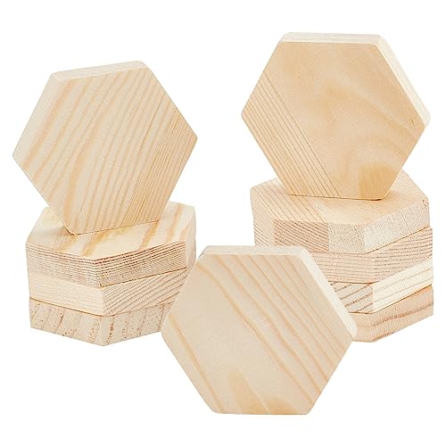 nbeads 10 Stück Holzausschnitte, 5.3cm Breit Sechseck Holzausschnitte Sechseck Form Holzscheiben Unvollendet Holz Sechseck Ausschnitte Für Gravur Holzbrennen Malerei Wanddekorationen von nbeads