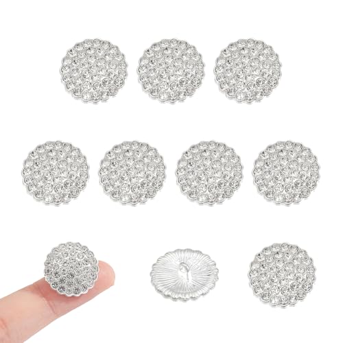 NBEADS 10 Stück Strass-Knöpfe, 1-Loch Legierung Schaft Dekorative Knöpfe für Mäntel, Kleider, Nähen, Handwerk, Silber, 1,8 x 0,8 cm, Loch: 1,6 mm NBEADS 10 Stück Strass-Knöpfe, 1-Loch Legierung Schaft Dekorative Knöpfe für Mäntel, Kleider, Nähen, Handwerk, Silber, 1,8 x 0,8 cm, Loch: 1,6 mm von nbeads