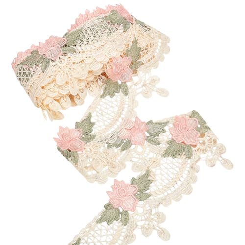 NBEADS 10 Yards Bestickte Blumen-Spitzenborte, 14cm Breite Polyester Gewellte Spitze Band Floral Lace Appliques Kleidungsstück Zubehör für Hochzeitskleider Verschönerung Party Dekor Kleidung, Rosa NBEADS 10 Yards Bestickte Blumen-Spitzenborte, 14cm Breite Polyester Gewellte Spitze Band Floral Lace Appliques Kleidungsstück Zubehör für Hochzeitskleider Verschönerung Party Dekor Kleidung, Rosa von nbeads
