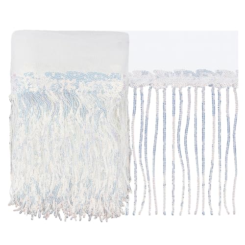 NBEADS 10 Yards Pailletten Spitze Quaste Fransenbesatz, 25cm Breit Polyester-Fransen-Spitzenbesatz Tanz Kostüm Fransen Trim für Kleidungsstück Zubehör Latein Kleid Dekoration, Weiß NBEADS 10 Yards Pailletten Spitze Quaste Fransenbesatz, 25cm Breit Polyester-Fransen-Spitzenbesatz Tanz Kostüm Fransen Trim für Kleidungsstück Zubehör Latein Kleid Dekoration, Weiß von nbeads