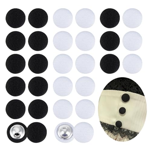 NBEADS 100 Stk. 2 Farben Stoff Bedeckt Knopf, 1cm Stoff Metallschaft Knöpfe 1-Loch Aluminium-Knöpfe mit Polyester Flache Runde Knöpfe für Kleidung DIY Projekt Scrapbooking Dekorationen von nbeads