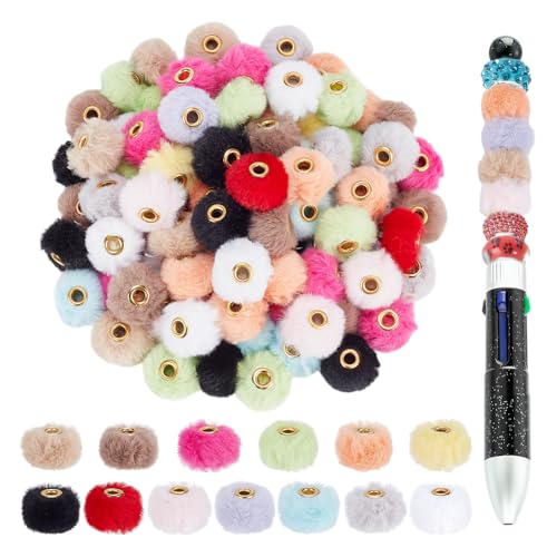 NBEADS 100 Stk. Pom-Charm-Perlen, Pom Pom Perlen Fuzzy-Perlen Flauschige Faux-Perlen für DIY-Schmuckherstellung Bastelzubehör, Loch: 3.5mm NBEADS 100 Stk. Pom-Charm-Perlen, Pom Pom Perlen Fuzzy-Perlen Flauschige Faux-Perlen für DIY-Schmuckherstellung Bastelzubehör, Loch: 3.5mm von nbeads