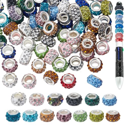 NBEADS 100 Stück Perlen Mit Großem Loch Für Stifte, Fokalperlen 11mm Europäische Perlen Für Perlenstifte Polymer Ton Abstandsperlen Strass Lose Perlen Für Schlangenketten Armbänder Schmuckherstellung NBEADS 100 Stück Perlen Mit Großem Loch Für Stifte, Fokalperlen 11mm Europäische Perlen Für Perlenstifte Polymer Ton Abstandsperlen Strass Lose Perlen Für Schlangenketten Armbänder Schmuckherstellung von nbeads