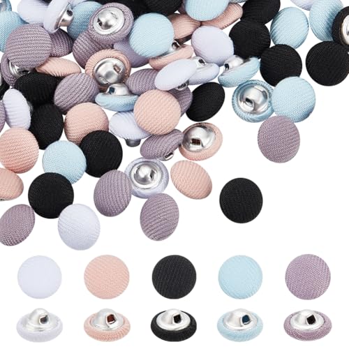 NBEADS 100 Stück Stoff Bezogene Knöpfe, 10mm Stoff Metallschaft Nähen Knöpfe 1-Loch Stoffknöpfe Halbrunde Knöpfe Aluminium Basis Nähen Knöpfe für Mantel Kleidungsstück Zubehör DIY Projekt, 5 Farben NBEADS 100 Stück Stoff Bezogene Knöpfe, 10mm Stoff Metallschaft Nähen Knöpfe 1-Loch Stoffknöpfe Halbrunde Knöpfe Aluminium Basis Nähen Knöpfe für Mantel Kleidungsstück Zubehör DIY Projekt, 5 Farben von nbeads