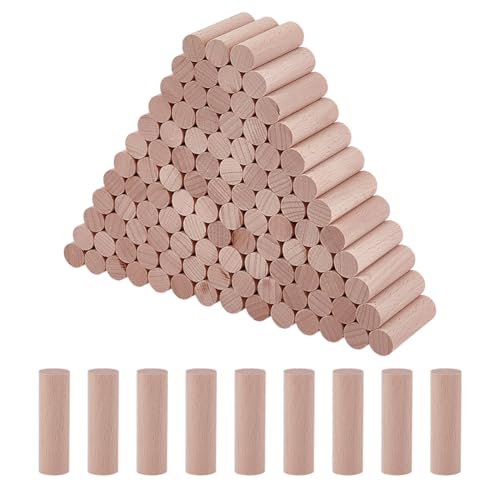 NBEADS 100 Stück unlackierte runde Holzstäbchen, 5,1 x 1,5 cm, Holz-Bastelblöcke, runde Holzstäbe für Modellbau, DIY, Holzhandwerk, Hausgartendekoration von nbeads