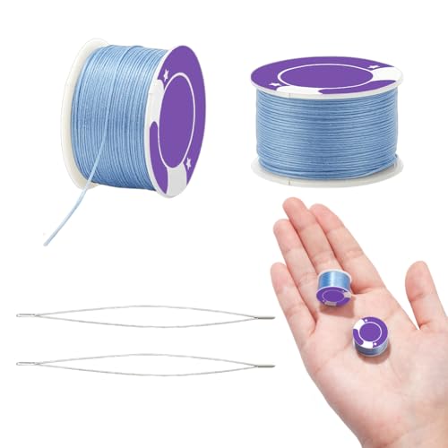 NBEADS 100 Yards Saatperle Garn, 0.1mm Polyesterfaden für Armbänder Speziell Beschichtetes Nähgarn mit 2 STK. Big Eye Perlennadeln zum Nähen von Perlenschmuck Armbänder Machen, Kornblumenblau NBEADS 100 Yards Saatperle Garn, 0.1mm Polyesterfaden für Armbänder Speziell Beschichtetes Nähgarn mit 2 STK. Big Eye Perlennadeln zum Nähen von Perlenschmuck Armbänder Machen, Kornblumenblau von nbeads