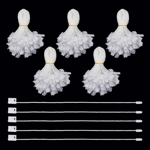 NBEADS 1000 STK. Kleidung Tags Etiketten String, 17cm Weißes Hang Tag Schnur Schnappverschluss Pin Schleife Befestigungen Strings Schleife Befestiger Haken Krawatten für Kleidung Zubehör von nbeads