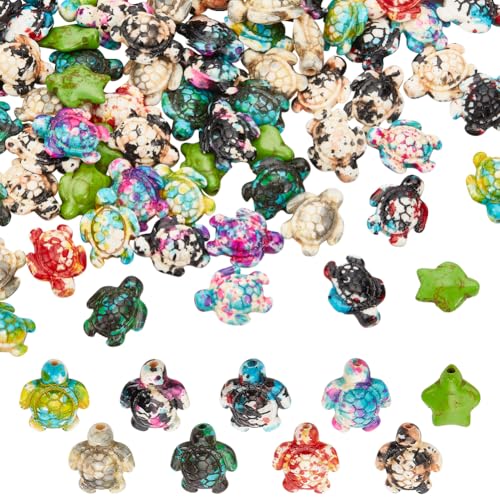 NBEADS 108 Stk. Türkis Schildkröte Perlen, 9 Farben Meeresschildkröte Perlen Synthetische Türkis Schildkröte Perlen Schildkröte Edelstein Perlen für Schmuckherstellung DIY Armband Halskette von nbeads