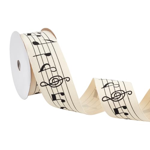 NBEADS 10M Musik Note Farbband, 4cm Einseitiges Musik Bastelband Baumwollband mit Spule Geschenkpapier-Band für Geschenkverpackungen Party Dekoration Nähen Basteln, Beige NBEADS 10M Musik Note Farbband, 4cm Einseitiges Musik Bastelband Baumwollband mit Spule Geschenkpapier-Band für Geschenkverpackungen Party Dekoration Nähen Basteln, Beige von nbeads