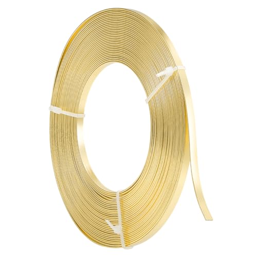 NBEADS 10m Flacher Aluminiumdraht, 5mm breit Schmuckherstellung Draht Biegsamer Metallhandwerk Draht für Lünette Sculpting Schmuckherstellung, Gold von nbeads