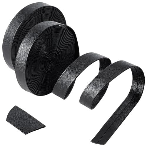 NBEADS 10m Lederriemen, 1,5 cm Breit Vollnarbenleder-Streifen Flaches Lederband Flache Lederriemen Leder Bänder für DIY Crafts Gürtel Armband Schmuck Machen, Schwarz von nbeads