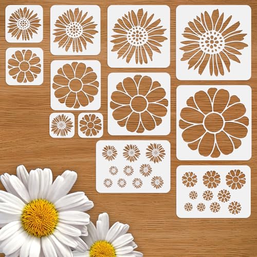 NBEADS 12 Stk. 6 Größen Gänseblümchen PET Malerei Schablonen, Wiederverwendbare Kunststoffschablonen Wandmalerei Schablone für DIY Holz Leinwand Möbel Papier NBEADS 12 Stk. 6 Größen Gänseblümchen PET Malerei Schablonen, Wiederverwendbare Kunststoffschablonen Wandmalerei Schablone für DIY Holz Leinwand Möbel Papier von nbeads