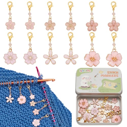 NBEADS 12 Stk. 6 Stile Blume Stitch Markers, Legierung Emaille Kirsche Häkeln Stitch Marker Verriegelung Maschenmarkierer mit Karabinerhaken Häkelzubehör zum Markieren von Richtungsangaben NBEADS 12 Stk. 6 Stile Blume Stitch Markers, Legierung Emaille Kirsche Häkeln Stitch Marker Verriegelung Maschenmarkierer mit Karabinerhaken Häkelzubehör zum Markieren von Richtungsangaben von nbeads