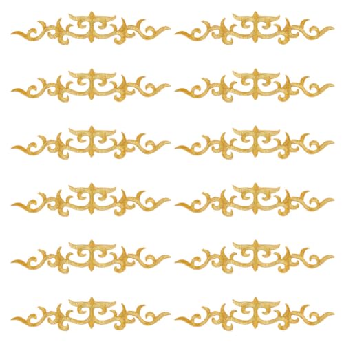 NBEADS 12 Stk. Gold Blume Stickerei Patch, Ethnischer Stil Metallische Stickerei Patches Bügeln/Nähen auf Patches für Hochzeitskleid Dekoration Reparatur Kleidung, 24.8x5.5cm von nbeads