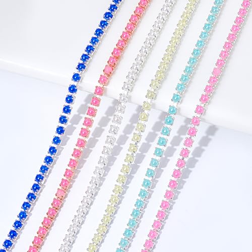 NBEADS 12 Yards 6 Farben Perlenkette mit 2,5 mm Kunstperlen, für Schmuckherstellung, Brautzubehör und Bastelverzierungen von nbeads