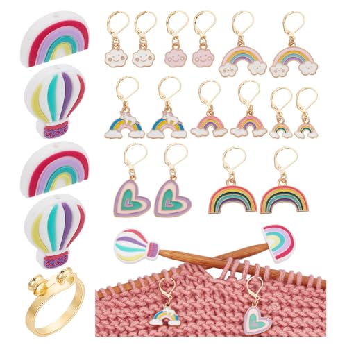 NBEADS 13 Stk. Stricken Zubehör Kit, Einschließlich 8 Stk. Regenbogen Maschenmarkierer 4 Stück Regenbogen- und Ballon-Stricknadelstopper 1 St. Garnführung Fingerhalter für DIY Stricken Kunsthandwerk NBEADS 13 Stk. Stricken Zubehör Kit, Einschließlich 8 Stk. Regenbogen Maschenmarkierer 4 Stück Regenbogen- und Ballon-Stricknadelstopper 1 St. Garnführung Fingerhalter für DIY Stricken Kunsthandwerk von nbeads