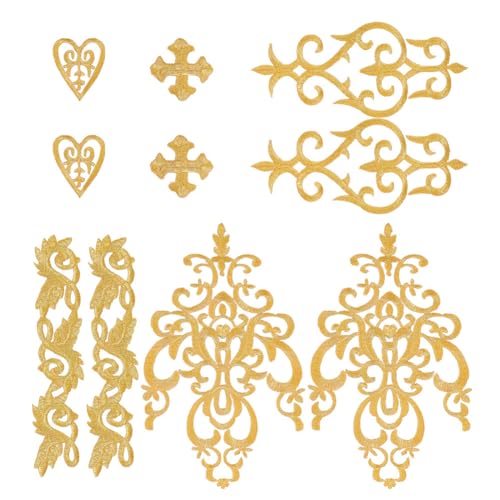NBEADS 14 Stück 5 Stile Goldene Blumen Stickerei Patches, Metallische Applikation Zum Aufbügeln Mit Kreuz Und Herz Ranke Ethnische Spitzenapplikation Aus Polyester Für Hochzeit Abschlussball Kleid NBEADS 14 Stück 5 Stile Goldene Blumen Stickerei Patches, Metallische Applikation Zum Aufbügeln Mit Kreuz Und Herz Ranke Ethnische Spitzenapplikation Aus Polyester Für Hochzeit Abschlussball Kleid von nbeads