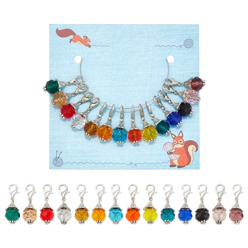 NBEADS 14 Stück Glasperlen-Maschenmarkierer, Maschenmarkierer Mit Facettiertem Glasanhänger Abnehmbarer Karabinerverschluss Strickmarker Zum Stricken Weben Nähen Schmuckherstellung NBEADS 14 Stück Glasperlen-Maschenmarkierer, Maschenmarkierer Mit Facettiertem Glasanhänger Abnehmbarer Karabinerverschluss Strickmarker Zum Stricken Weben Nähen Schmuckherstellung von nbeads