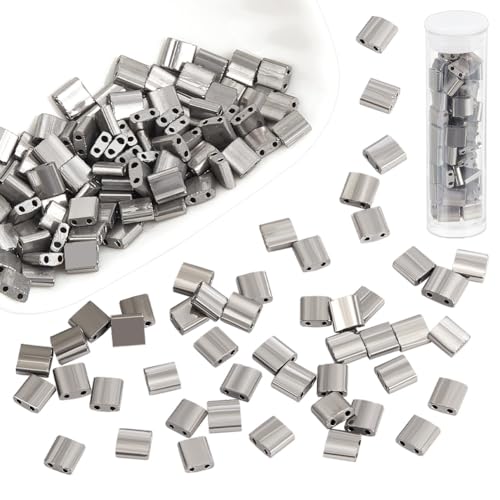 NBEADS 140 Stück Gunmetal Plattiert Farben Tila Perlen, 5x4.5-5.5mm Glasperlen 2-Loch Tila-Perlen Japanische Galvanisierte Glasperlen für Schmuck Design Halskette Armband Ohrring Machen NBEADS 140 Stück Gunmetal Plattiert Farben Tila Perlen, 5x4.5-5.5mm Glasperlen 2-Loch Tila-Perlen Japanische Galvanisierte Glasperlen für Schmuck Design Halskette Armband Ohrring Machen von nbeads