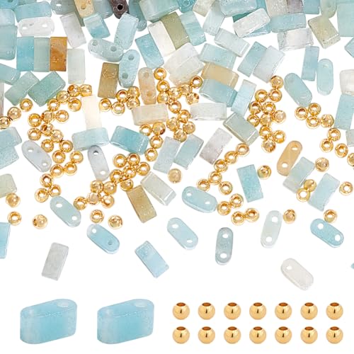 NBEADS 140 Stück Naturstein Halb Tila Perlen, 2-Loch Abstandshalter Perlen mit 100 Stück Messing-Perlen Amazonit Lose Perlen Rechtecke Seed-Perlen für Armband Halskette machen, 5×2.5mm NBEADS 140 Stück Naturstein Halb Tila Perlen, 2-Loch Abstandshalter Perlen mit 100 Stück Messing-Perlen Amazonit Lose Perlen Rechtecke Seed-Perlen für Armband Halskette machen, 5×2.5mm von nbeads