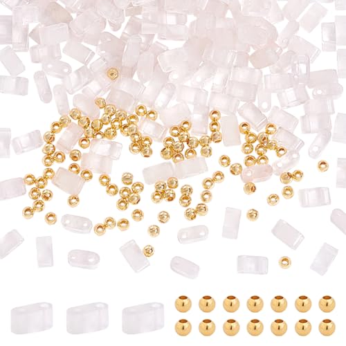 NBEADS 140 Stück Naturstein Halb Tila Perlen, 2-Loch Abstandshalter Perlen mit 100 Stück Messing-Perlen Lose Rosenquarz-Perlen Rechtecke Saatgut Perlen für Armbänder Halskettenherstellung, 5×2.5mm NBEADS 140 Stück Naturstein Halb Tila Perlen, 2-Loch Abstandshalter Perlen mit 100 Stück Messing-Perlen Lose Rosenquarz-Perlen Rechtecke Saatgut Perlen für Armbänder Halskettenherstellung, 5×2.5mm von nbeads