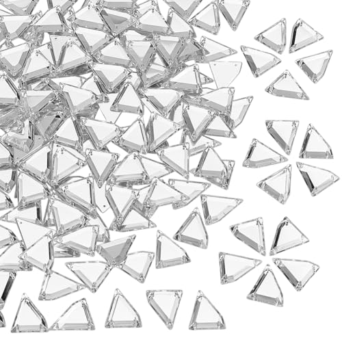 NBEADS 140 Stück Spiegel-Strasssteine zum Aufnähen, Dreieck, Acryl-Spiegel, Diamant-Kristall, flache Rückseite, Spiegelperlen, Acrylstücke mit Loch für Kostüm, Abendkleider, Kleidung, Kleid-Dekor von nbeads