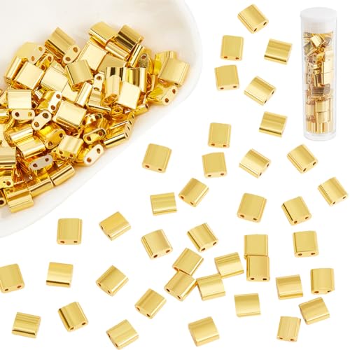 NBEADS 140 Stück Vergoldete Farben Tila Perlen, 5x4.5-5.5 mm Glasperlen 2 Löcher Tila-Perlen Japanische Galvanisierte Glasperlen Für Schmuckdesign Halsketten Armbänder Ohrringe NBEADS 140 Stück Vergoldete Farben Tila Perlen, 5x4.5-5.5 mm Glasperlen 2 Löcher Tila-Perlen Japanische Galvanisierte Glasperlen Für Schmuckdesign Halsketten Armbänder Ohrringe von nbeads