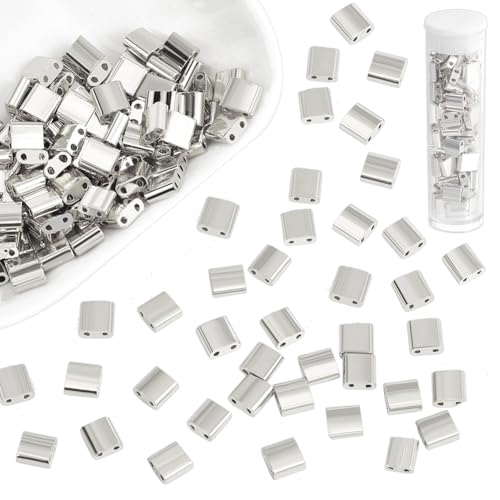 NBEADS 140 Stück Versilberte Farben Tila Perlen, 5x4.5-5.5 mm Glasperlen 2 Löcher Tila-Perlen Japanische Galvanisierte Glasperlen Für Schmuckdesign Halsketten Armbänder Ohrringe NBEADS 140 Stück Versilberte Farben Tila Perlen, 5x4.5-5.5 mm Glasperlen 2 Löcher Tila-Perlen Japanische Galvanisierte Glasperlen Für Schmuckdesign Halsketten Armbänder Ohrringe von nbeads