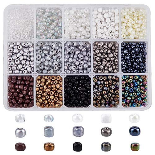 NBEADS 15 Farben 6/0 Glasperlen, ca. 3000 Stück 4 mm runde Pony-Perlen, Mini-Abstandshalter, lose Perlen für Schmuckdesign, Halsketten, Armbänder, Ohrringe von nbeads
